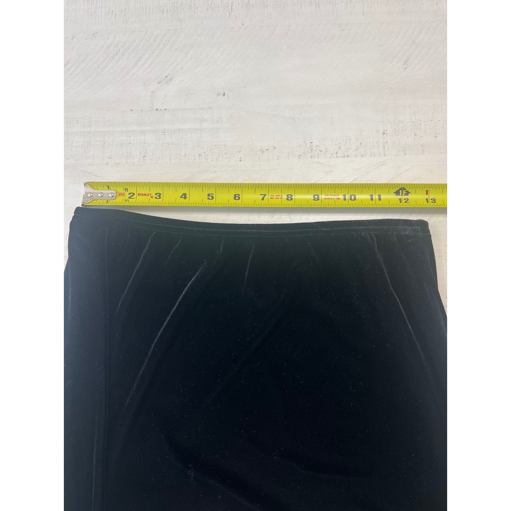Vintage Ronni Nicole by Ouida Black Velvet Midi Skirt Stretchy Straight Size S - Picture 4 of 6